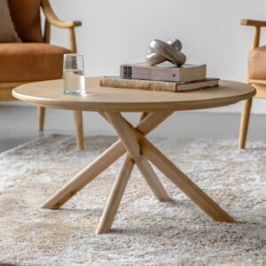 Katonah Wooden Round Coffee Table In Natural