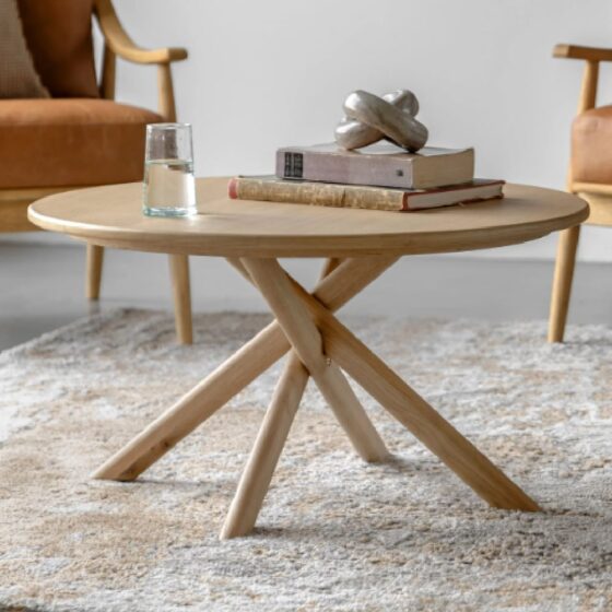 Katonah Wooden Round Coffee Table In Natural