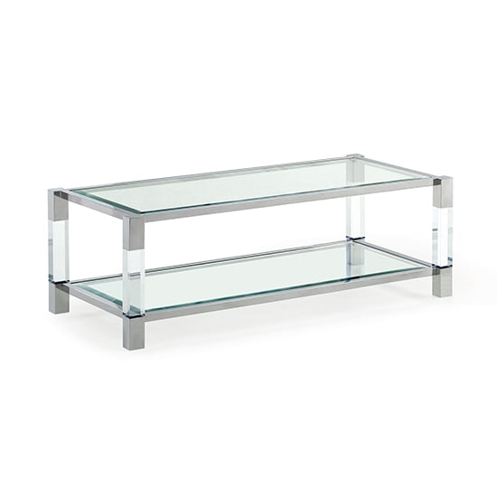 Mila Clear Glass Top Coffee Table With Polished Frame