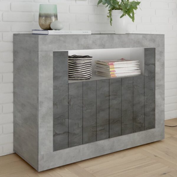 Nitro Wooden Sideboard 2 Doors In Cement And Oxide With LED