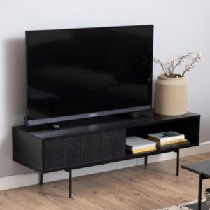Avila Wooden TV Stand With 1 Sliding Door In Ash Black