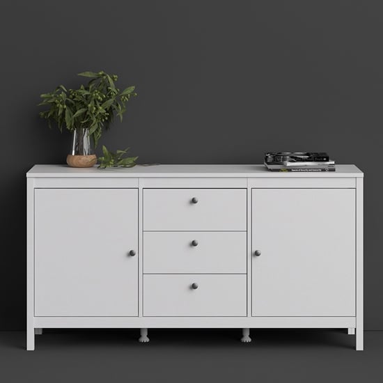 Macron Wooden Sideboard With 2 Doors And 3 Drawers In White