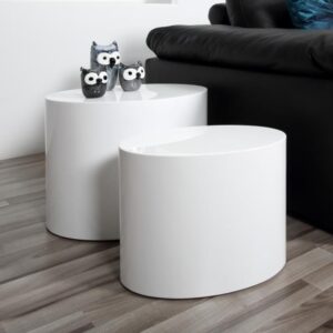 Moosic High Gloss Nesting Coffee Tables In White