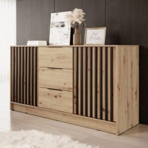 Newberry Wooden Sideboard With 2 Doors 3 Drawers In Artisan Oak