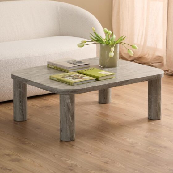 Schijndel Wooden Rectangular Coffee Table In Grey Marble Effect