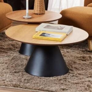 Stanford Large Wooden Coffee Table With Black Base In Matt Oak
