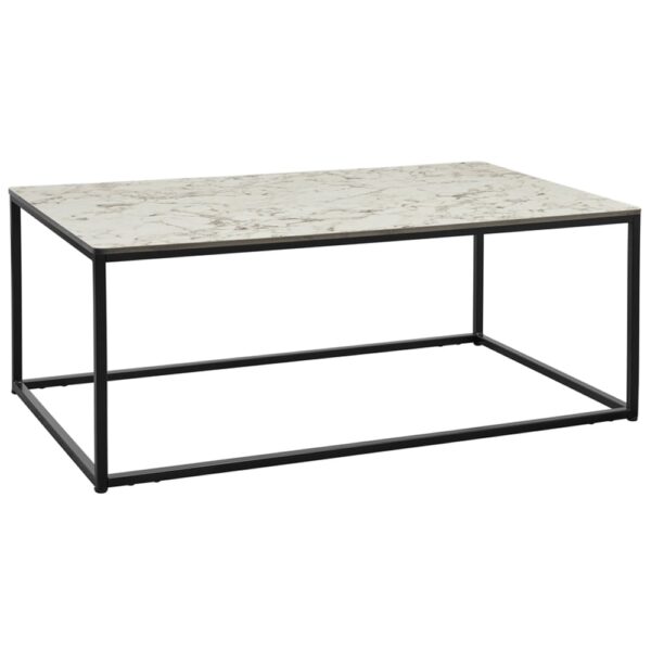 Extro Wooden Rectangular Coffee Table In White Carrara Marble