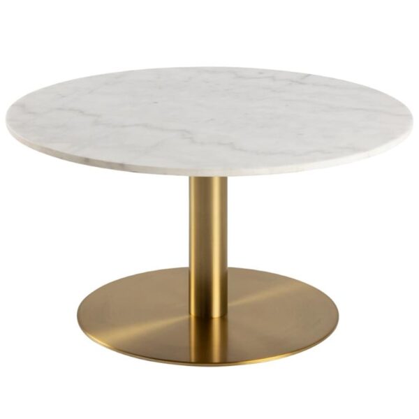 Clarkston Marble Coffee Table With Gold Base In White Guangxi