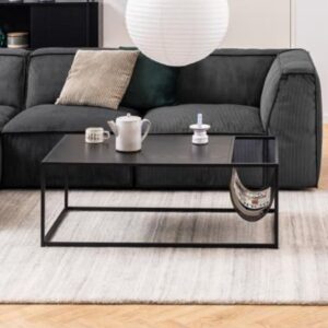 Salvo Wooden Coffee Table With Magazine Rack In Ash Black