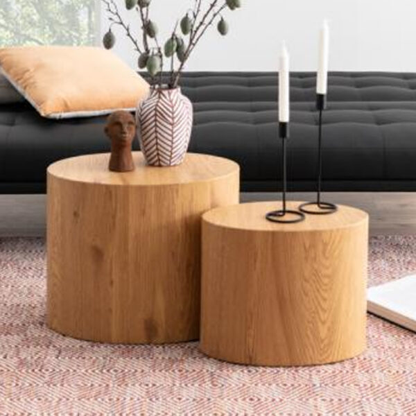 Moosic Wooden Nesting Coffee Tables In Matt Wild Oak