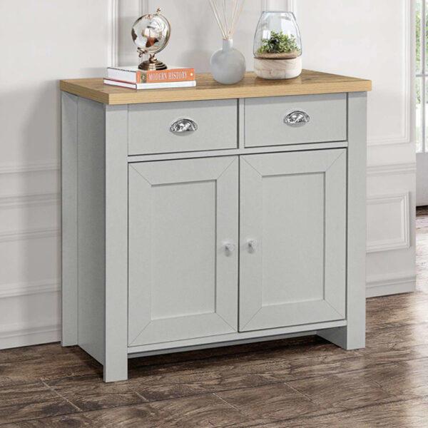 Highland Wooden Sideboard With 2 Doors 2 Drawers In Grey And Oak