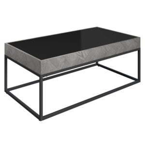 Edison Black Glass Coffee Table With Grey Metal Frame