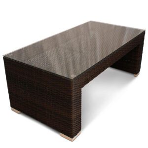 Arlo Glass Top Coffee Table With Rattan Base