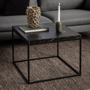 Bellmore Wooden Square Coffee Table In Black Marble Effect