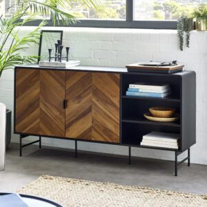 Decatur Wooden Sideboard With 2 Doors - Light Brown And Black