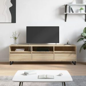 Mateo Wooden TV Stand With 3 Flap Doors In Sonoma Oak