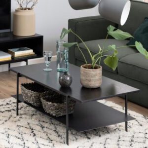 Avila Wooden Coffee Table With Undershelf In Ash Black