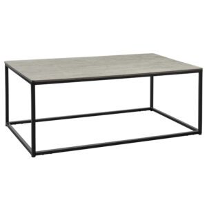 Extro Wooden Rectangular Coffee Table In Cement Textured