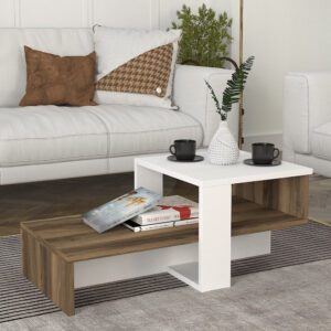 Ravello Wooden Coffee Table With Undershelf In White And Walnut